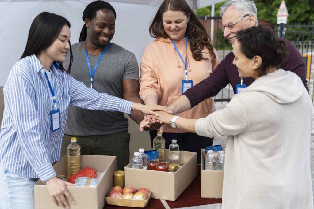 group-different-people-volunteering-foodbank-poor-people